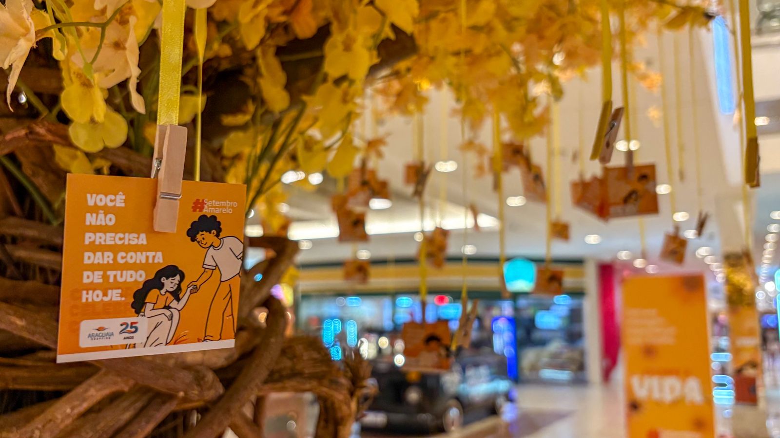 Árvore da Vida espalha mensagens de esperança no Setembro Amarelo do Araguaia Shopping