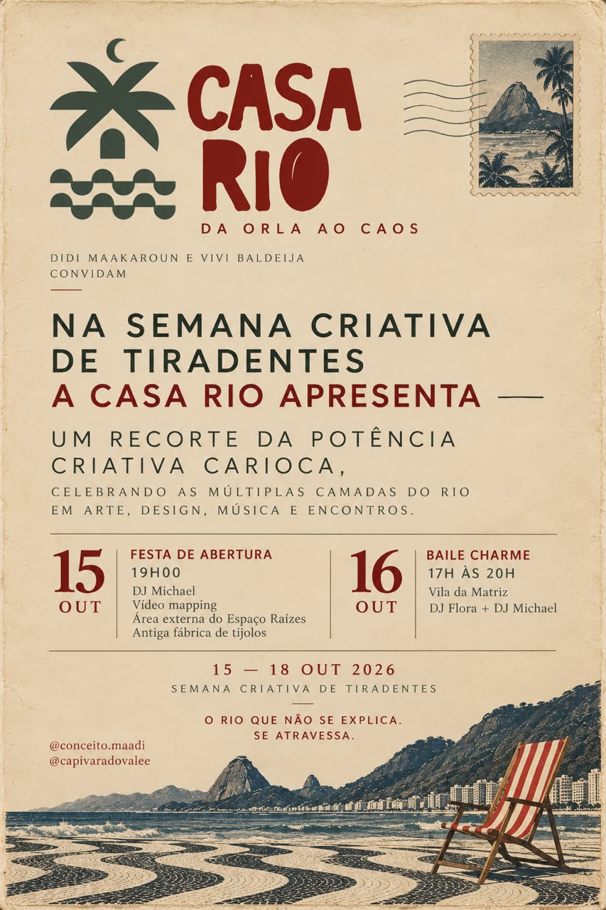 CASA RIO NA PROGRAMAÇÃO DA SEMANA CRIATIVA DE TIRADENTES