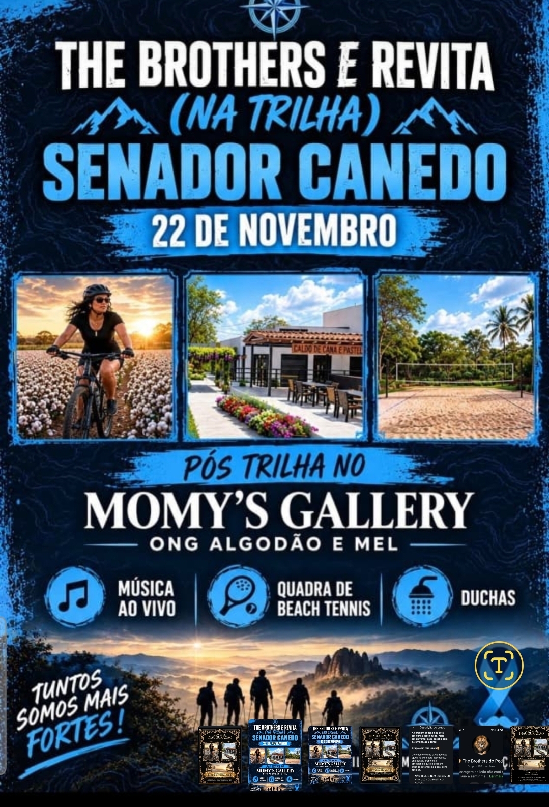Inauguração da Quadra de Beach Tennis e Quiosques do Momy’s Gallery e ONG Algodão e Mel marca encontro especial dos grupos de ciclismo The Brothers e Revita Trilha
