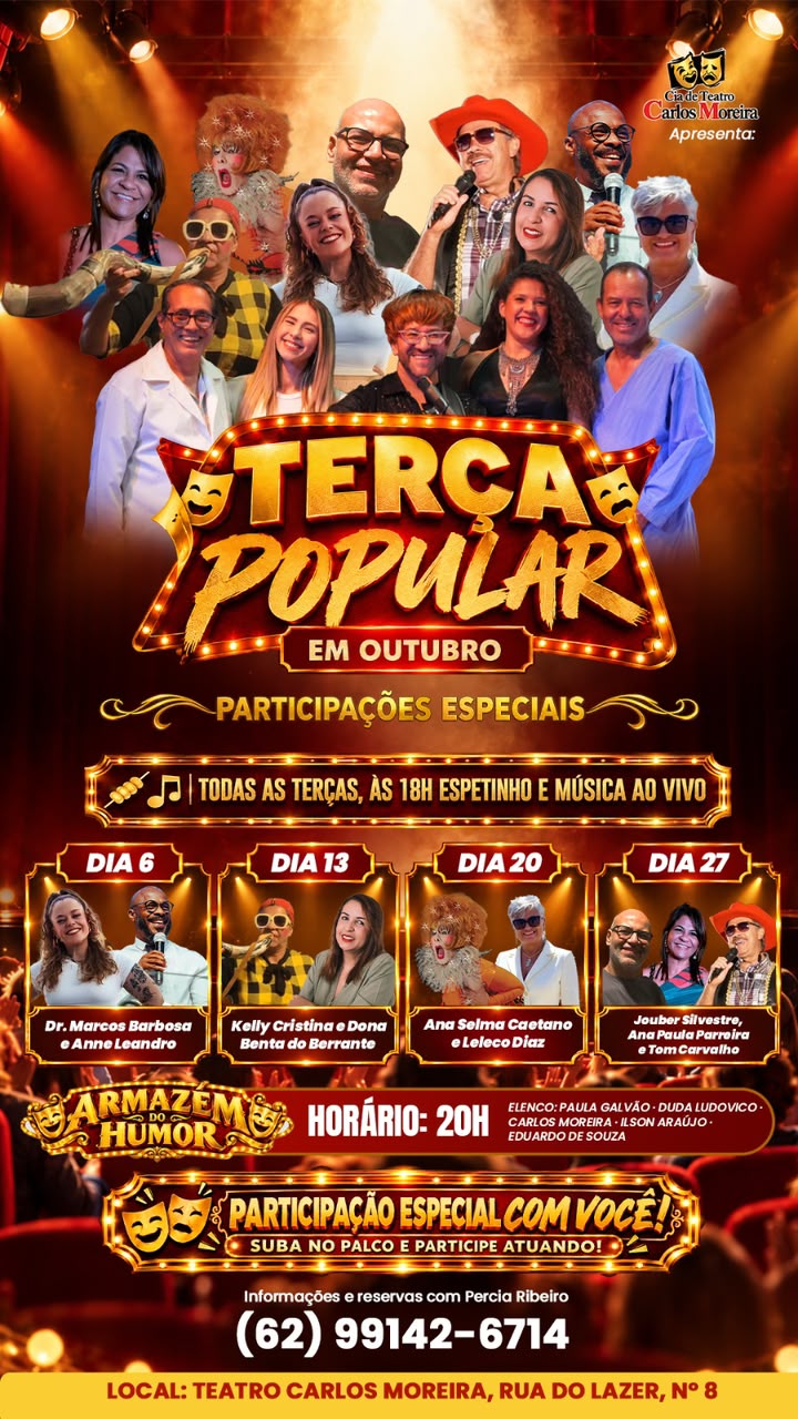 Espetáculo ‘Armazém do Humor’ aborda saúde da mulher nas terças de outubro no Teatro Carlos Moreira